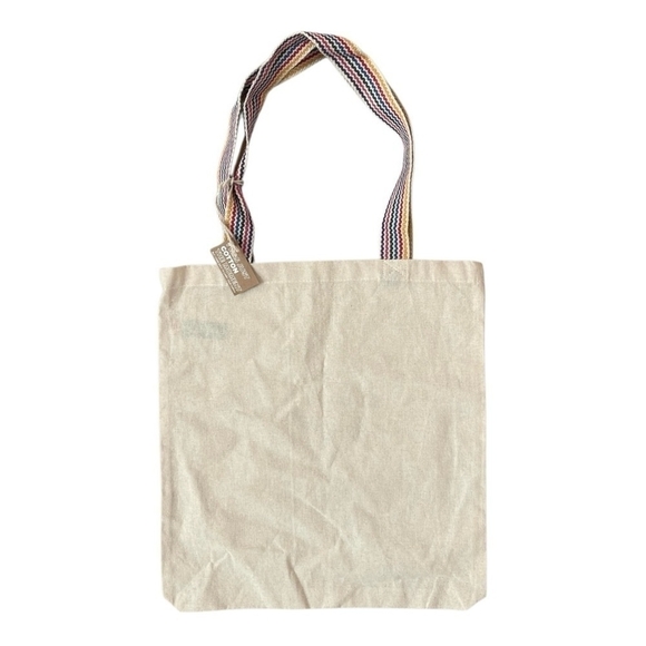 NWT Reusable Tote Bag Shop Second Hand Print Beige Canvas Shopping Shoulder Bag - Picture 5 of 6